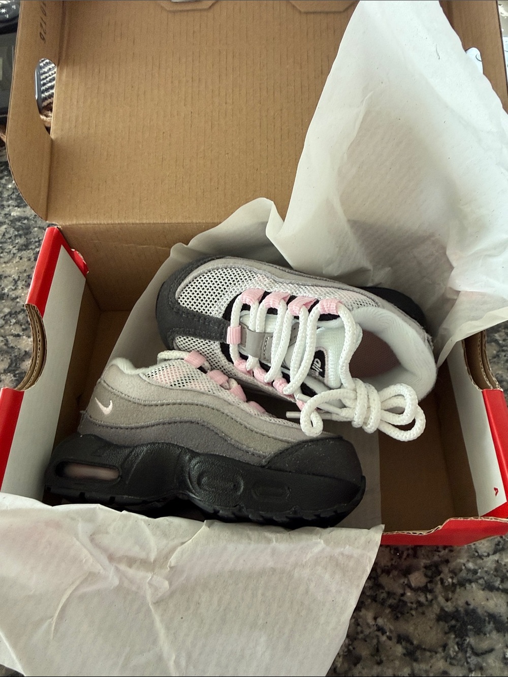 Nike Kids Gray, Black & Pink Air Max Style Sneakers